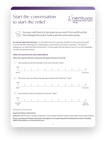 Dermatologist discussion guide.